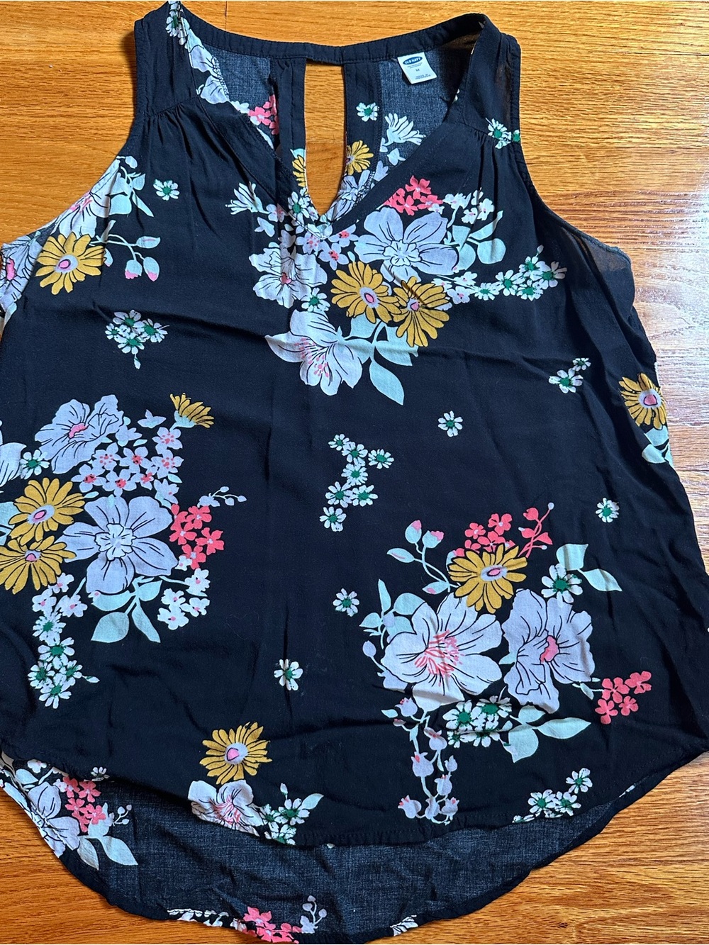 Old Navy blue Floral Keyhole Sleeveless Camisole